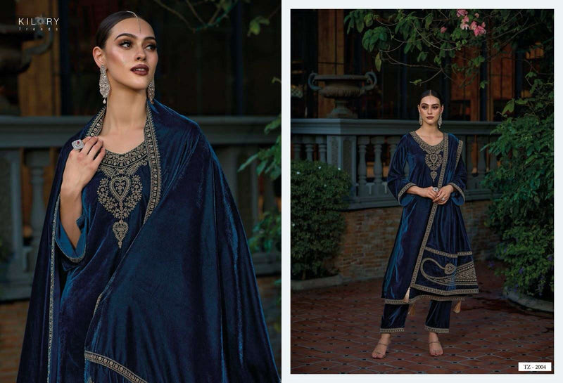 Kilory Trends Tehzeeb Premium Velvet Fancy Work Designer Pakistani Salwar Kameez