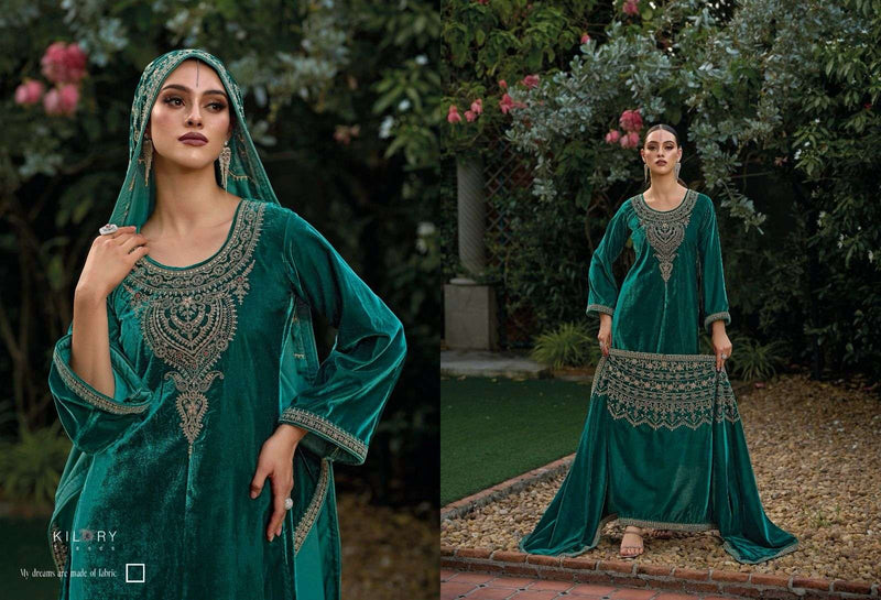Kilory Trends Tehzeeb Premium Velvet Fancy Work Designer Pakistani Salwar Kameez