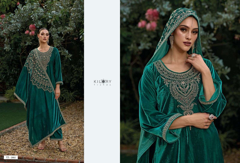 Kilory Trends Tehzeeb Premium Velvet Fancy Work Designer Pakistani Salwar Kameez