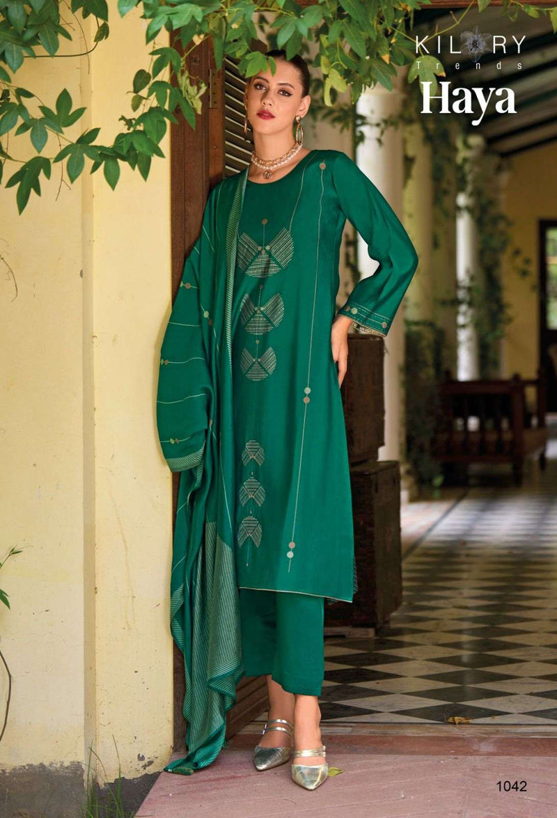 Kilory Trendz Haya Viscose Musline Digital Fancy Embroidery Work Salwar Suit