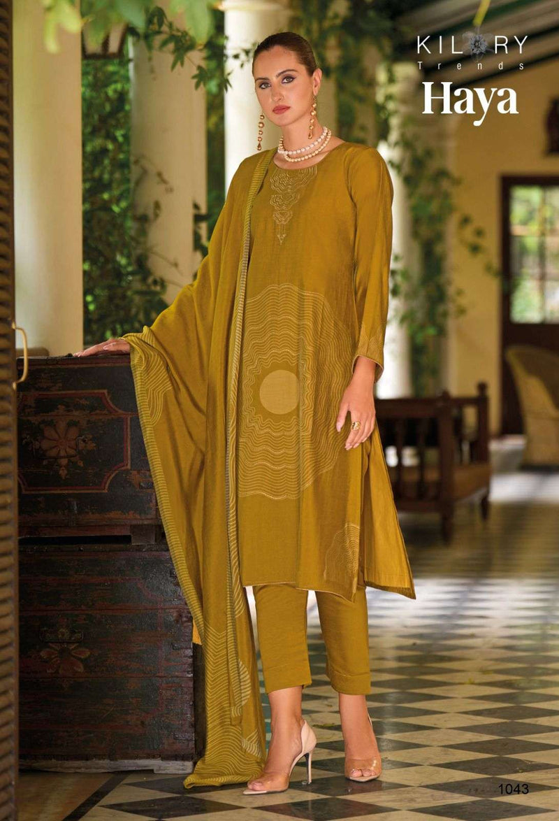 Kilory Trendz Haya Viscose Musline Digital Fancy Embroidery Work Salwar Suit