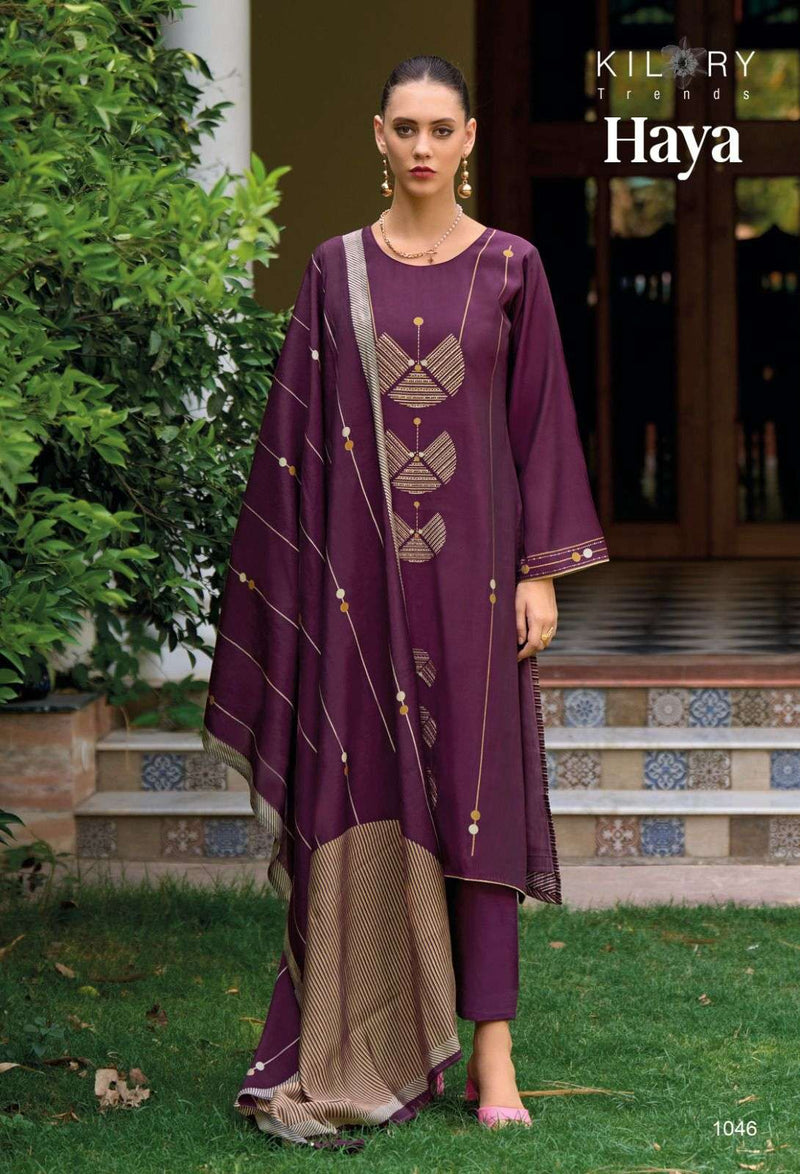 Kilory Trendz Haya Viscose Musline Digital Fancy Embroidery Work Salwar Suit