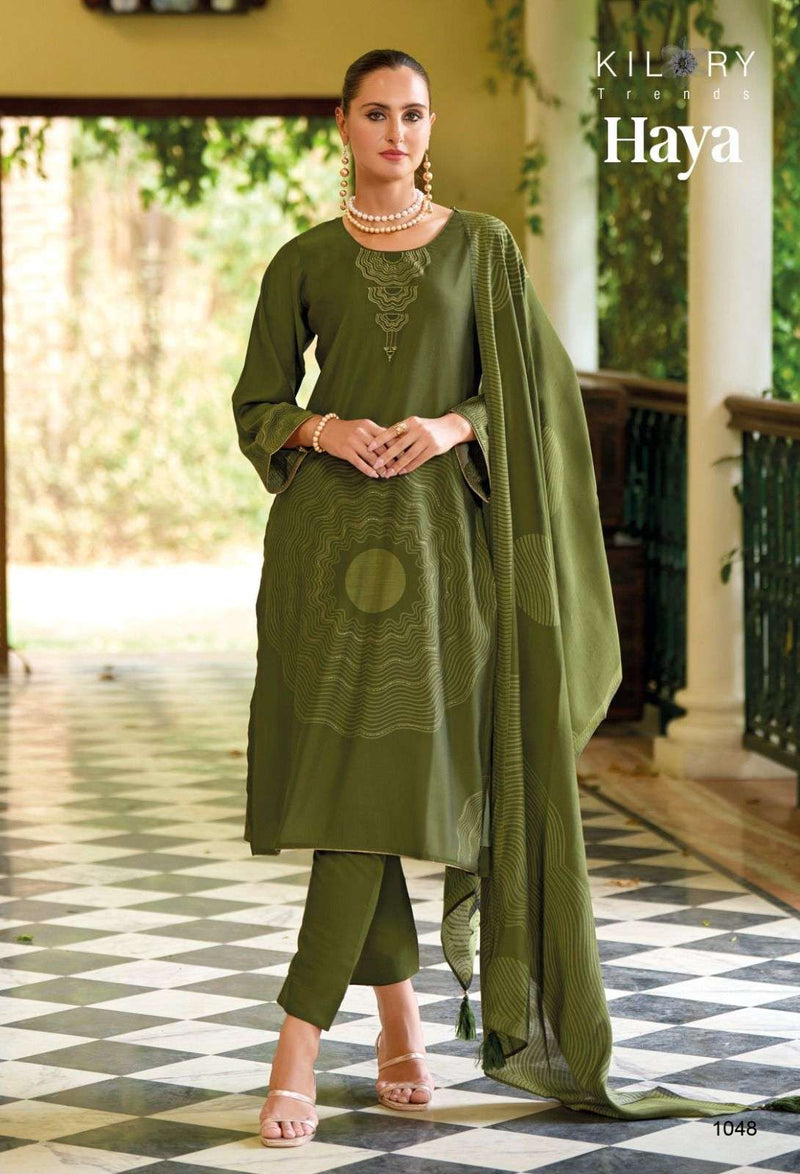 Kilory Trendz Haya Viscose Musline Digital Fancy Embroidery Work Salwar Suit
