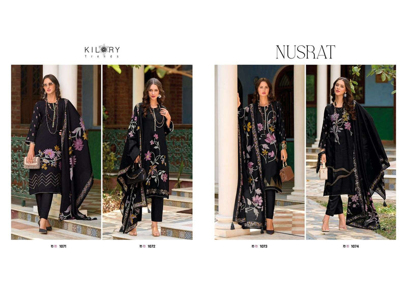 Kilory Trendz Nusrat Viscose Musline Digital Foil Print With Fancy Embroidery Work Salwar Suit