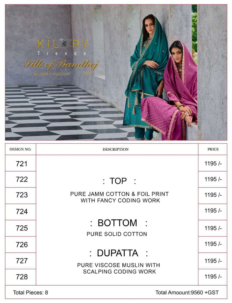 Kilory Trendz Silk Of Bandhej Vol 2 Jam Silk Digital Foil Print With Fancy Coding Work Heavy Salwar Suit