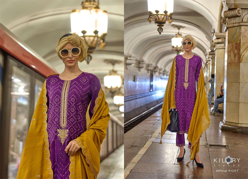 Kilory Trendz Silk Of Bandhej Vol 3 Viscose Musline Digital Foil Print Embroidery Work Salwar Suit