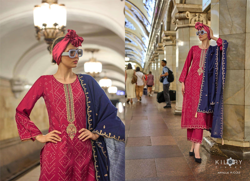 Kilory Trendz Silk Of Bandhej Vol 3 Viscose Musline Digital Foil Print Embroidery Work Salwar Suit