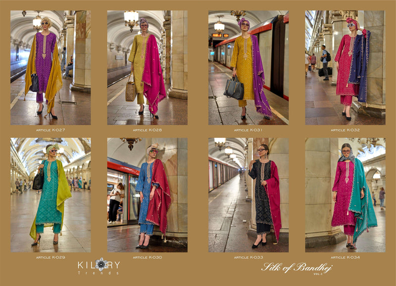Kilory Trendz Silk Of Bandhej Vol 3 Viscose Musline Digital Foil Print Embroidery Work Salwar Suit