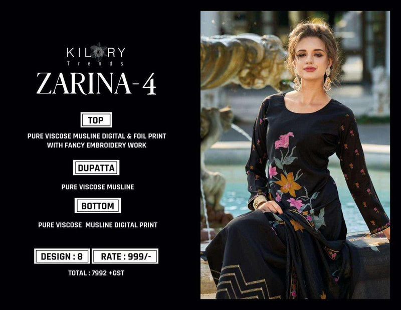 Kilory Trendz Zarina Vol 4 Viscose Muslin Digital Print Designer Salwar Suit