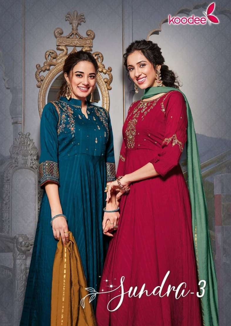 Koodee Fashion Sundra Vol 3 Viscose Tradisional Wear Gown With Dupatta Set