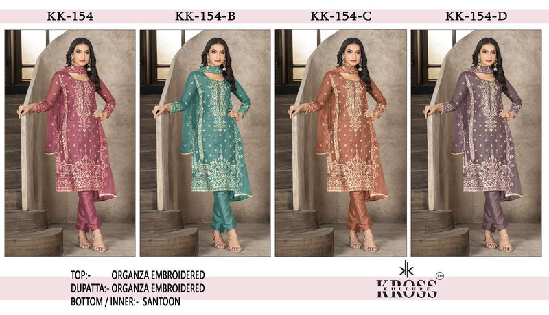 Kross Kulture Kk 154 Organza Embroidery Party Wear Suit