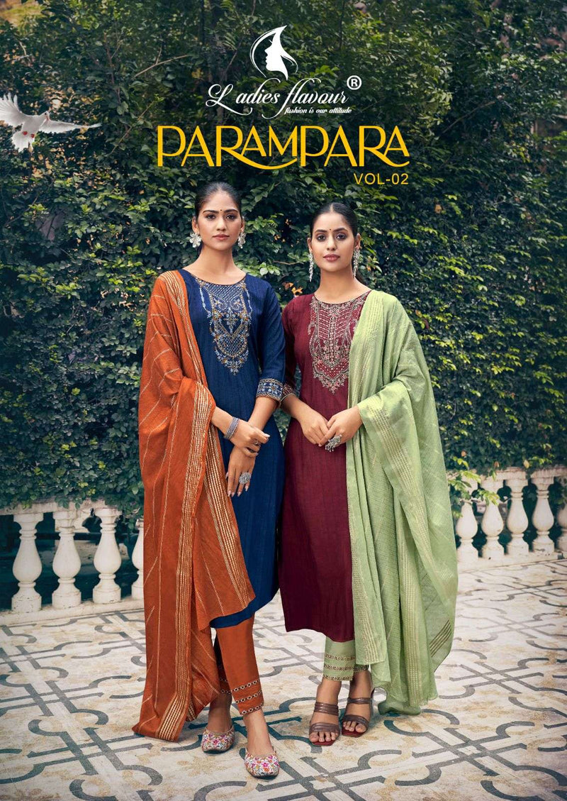 Ladies Flavour Parampara Vol 2 Heavy Chinon Sequnce Work Fancy Kurti