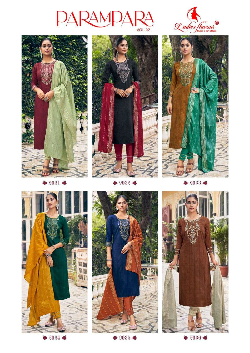 Ladies Flavour Parampara Vol 2 Heavy Chinon Sequnce Work Fancy Kurti