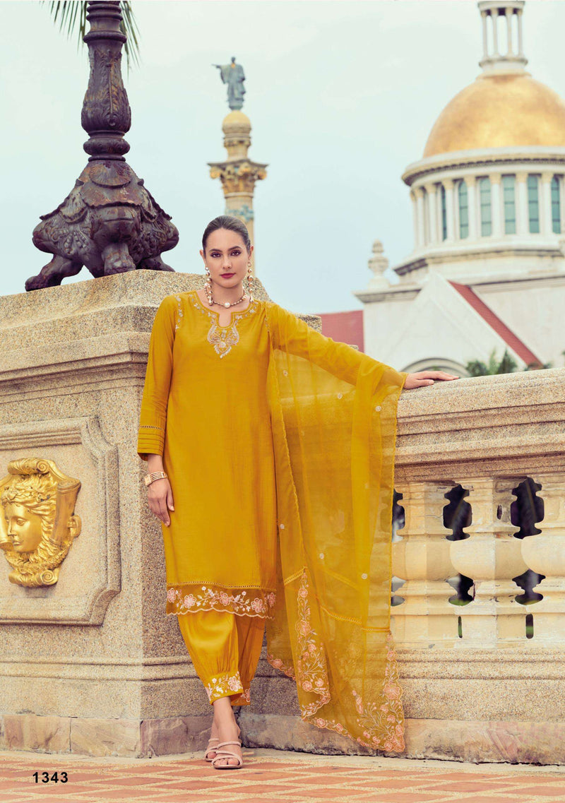 Lady Leela Afsana Vicose Silk Handwork Kurti Afghani Pant Dupatta Set