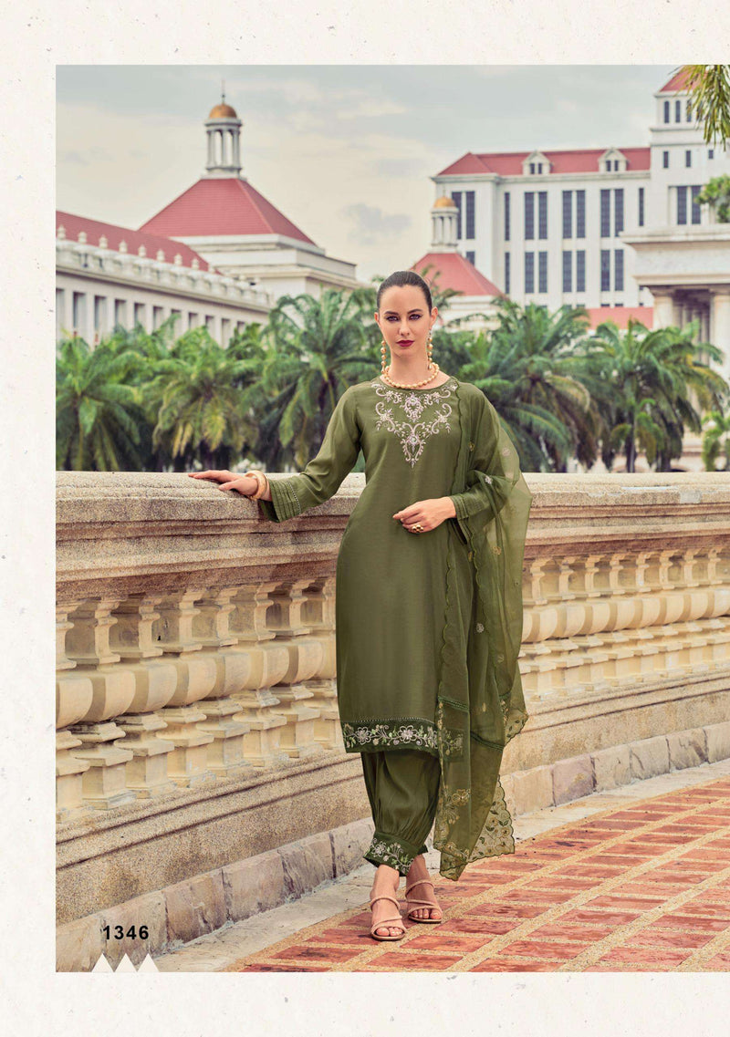 Lady Leela Afsana Vicose Silk Handwork Kurti Afghani Pant Dupatta Set