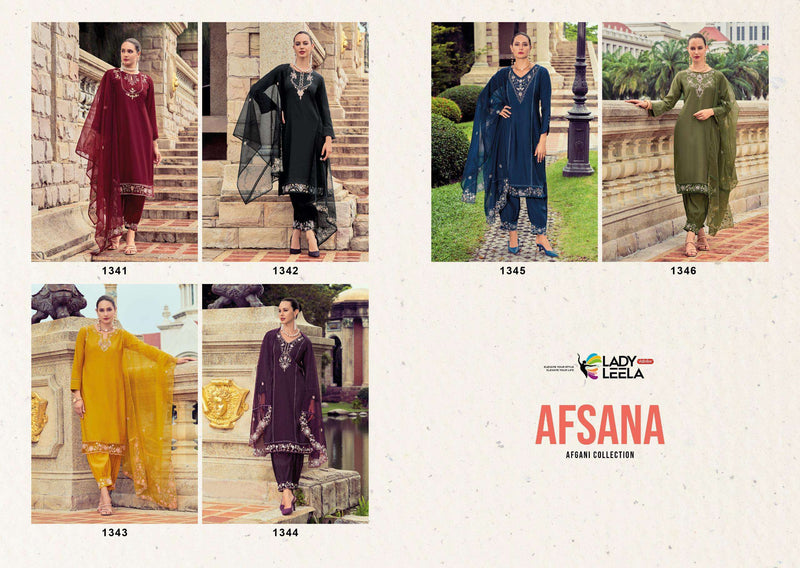 Lady Leela Afsana Vicose Silk Handwork Kurti Afghani Pant Dupatta Set