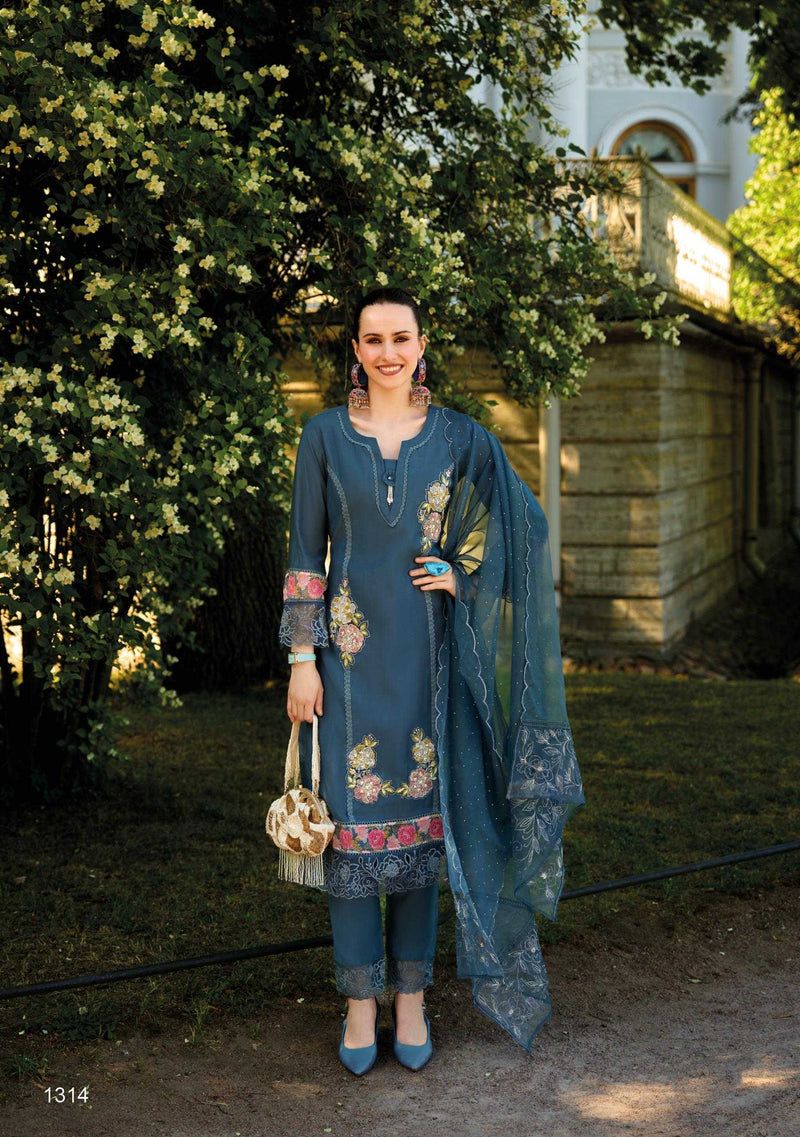 Lady Leela Ibadat Vol 3 Viscose Silk Handwork Crosio Lace Designer Kurti Pant Dupatta Set