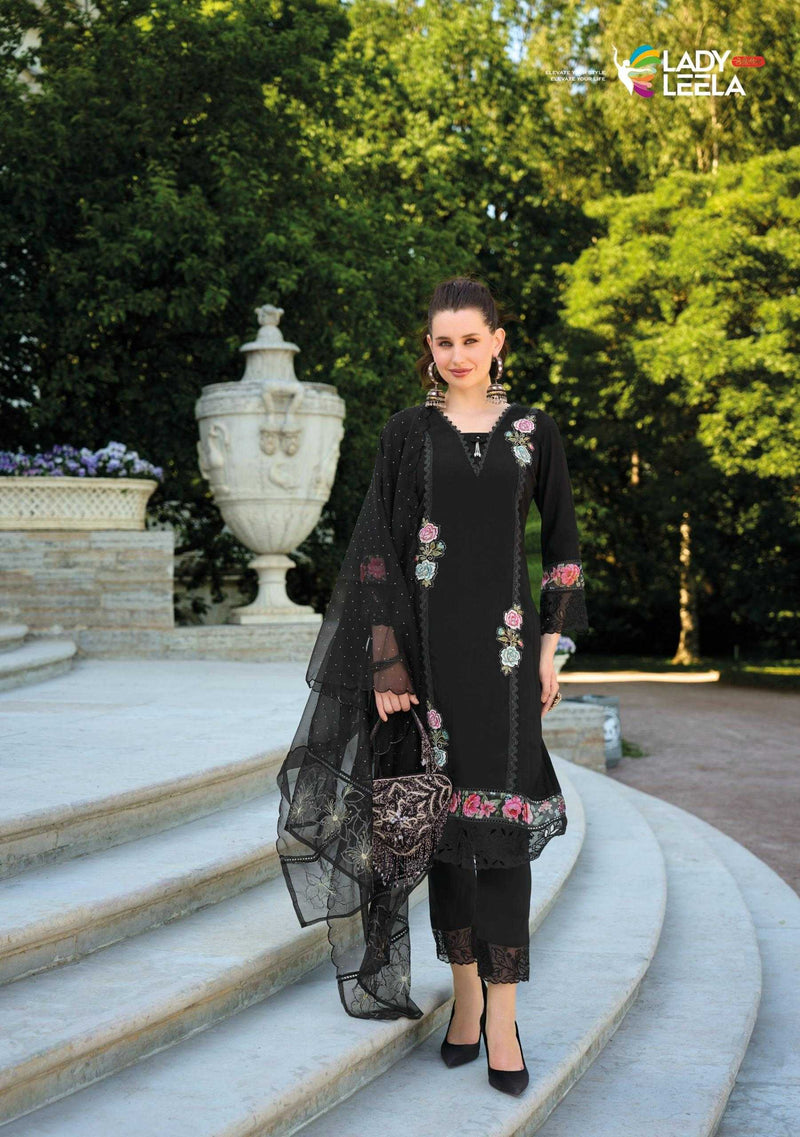 Lady Leela Ibadat Vol 3 Viscose Silk Handwork Crosio Lace Designer Kurti Pant Dupatta Set