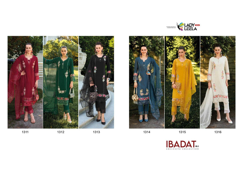 Lady Leela Ibadat Vol 3 Viscose Silk Handwork Crosio Lace Designer Kurti Pant Dupatta Set