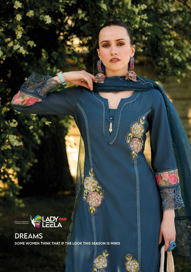 Lady Leela Ibadat Vol 3 Viscose Silk Handwork Crosio Lace Designer Kurti Pant Dupatta Set