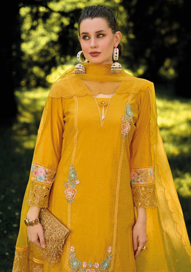 Lady Leela Ibadat Vol 3 Viscose Silk Handwork Crosio Lace Designer Kurti Pant Dupatta Set
