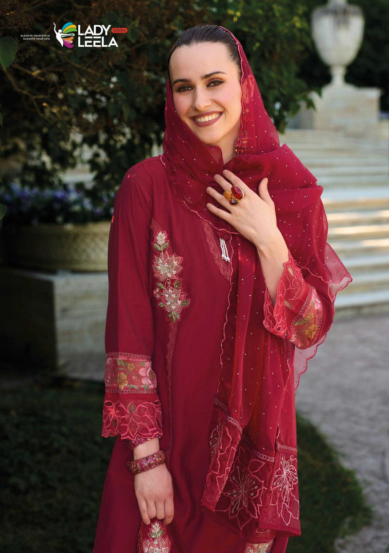 Lady Leela Ibadat Vol 3 Viscose Silk Handwork Crosio Lace Designer Kurti Pant Dupatta Set