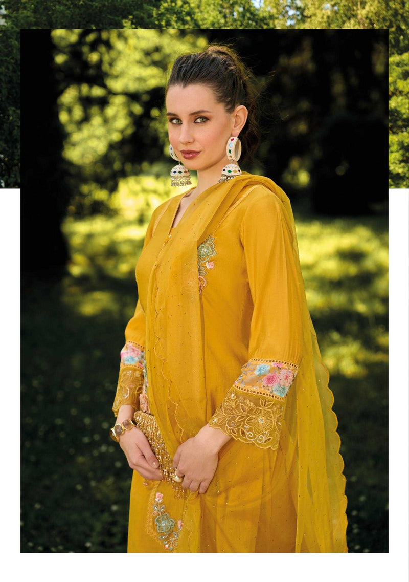 Lady Leela Ibadat Vol 3 Viscose Silk Handwork Crosio Lace Designer Kurti Pant Dupatta Set