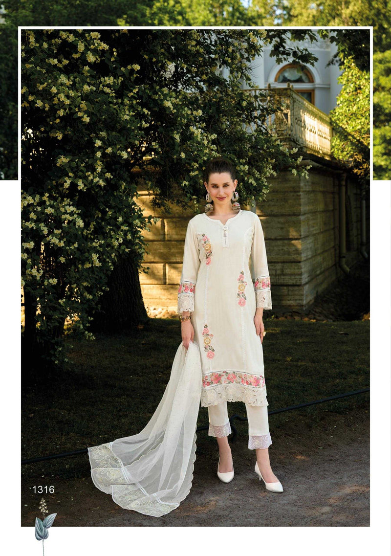 Lady Leela Ibadat Vol 3 Viscose Silk Handwork Crosio Lace Designer Kurti Pant Dupatta Set