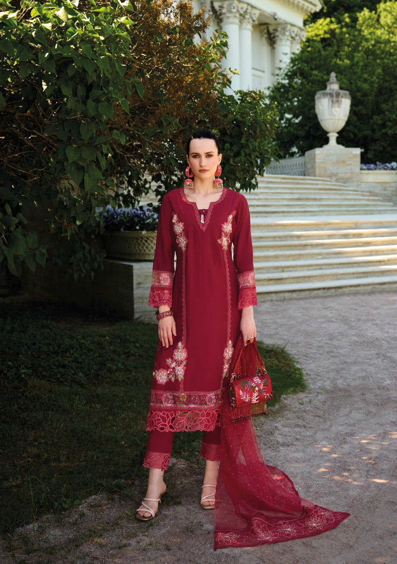 Lady Leela Ibadat Vol 3 Viscose Silk Handwork Crosio Lace Designer Kurti Pant Dupatta Set