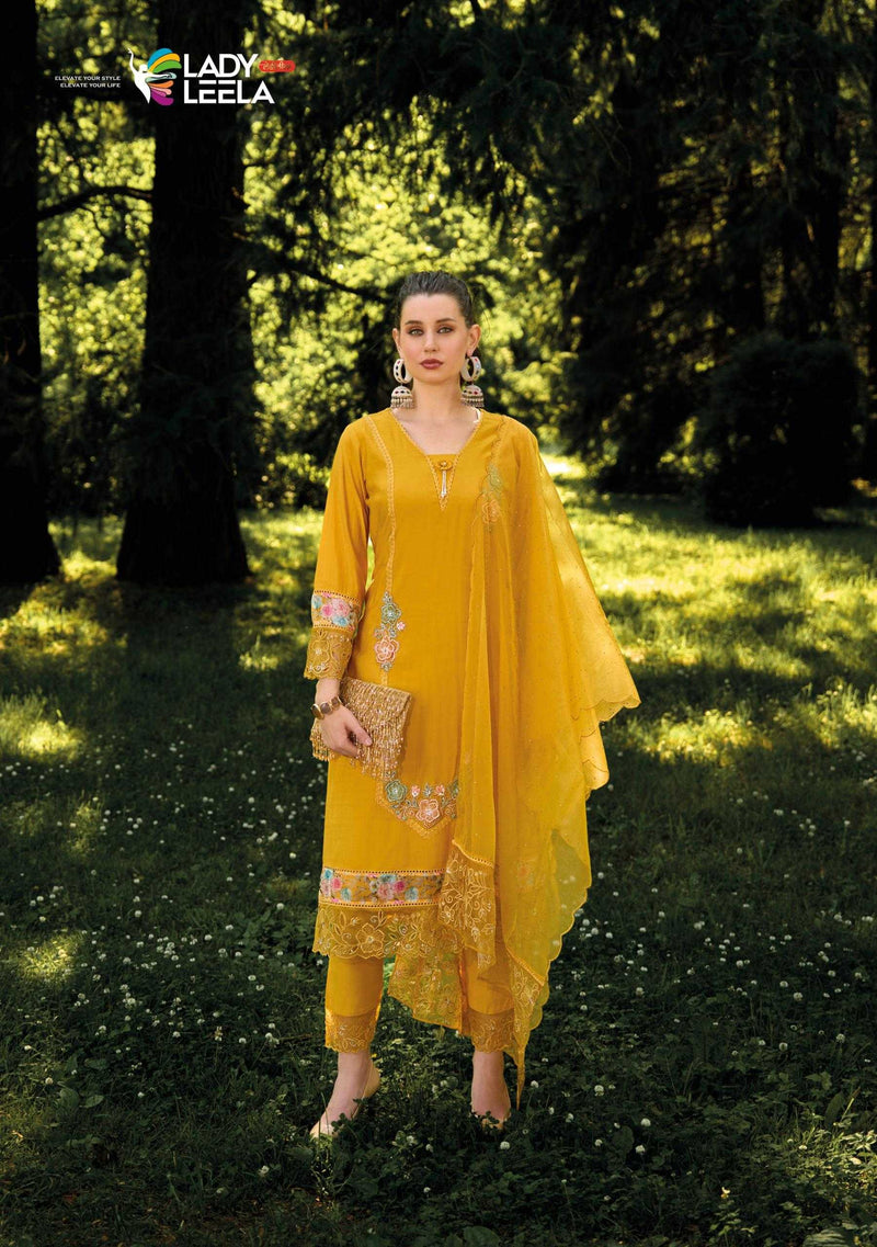 Lady Leela Ibadat Vol 3 Viscose Silk Handwork Crosio Lace Designer Kurti Pant Dupatta Set
