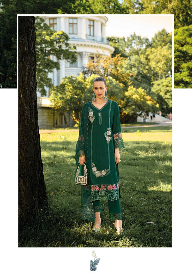 Lady Leela Ibadat Vol 3 Viscose Silk Handwork Crosio Lace Designer Kurti Pant Dupatta Set