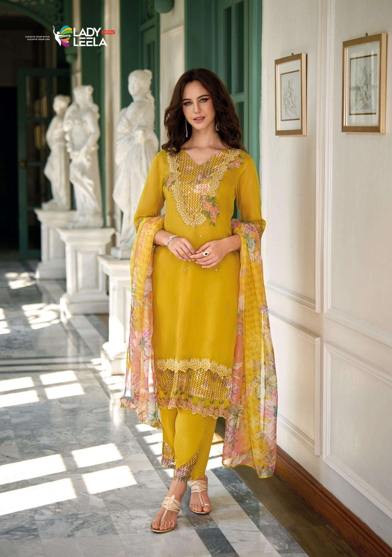 Lady Leela Inaya Organza Embroidery Work Party Wear Kurti Dupatta Set