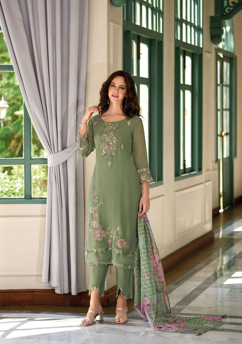 Lady Leela Inaya Organza Embroidery Work Party Wear Kurti Dupatta Set