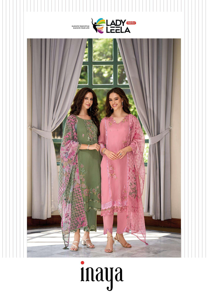 Lady Leela Inaya Organza Embroidery Work Party Wear Kurti Dupatta Set