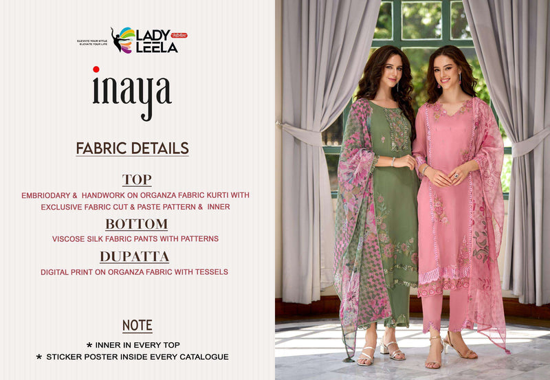 Lady Leela Inaya Organza Embroidery Work Party Wear Kurti Dupatta Set
