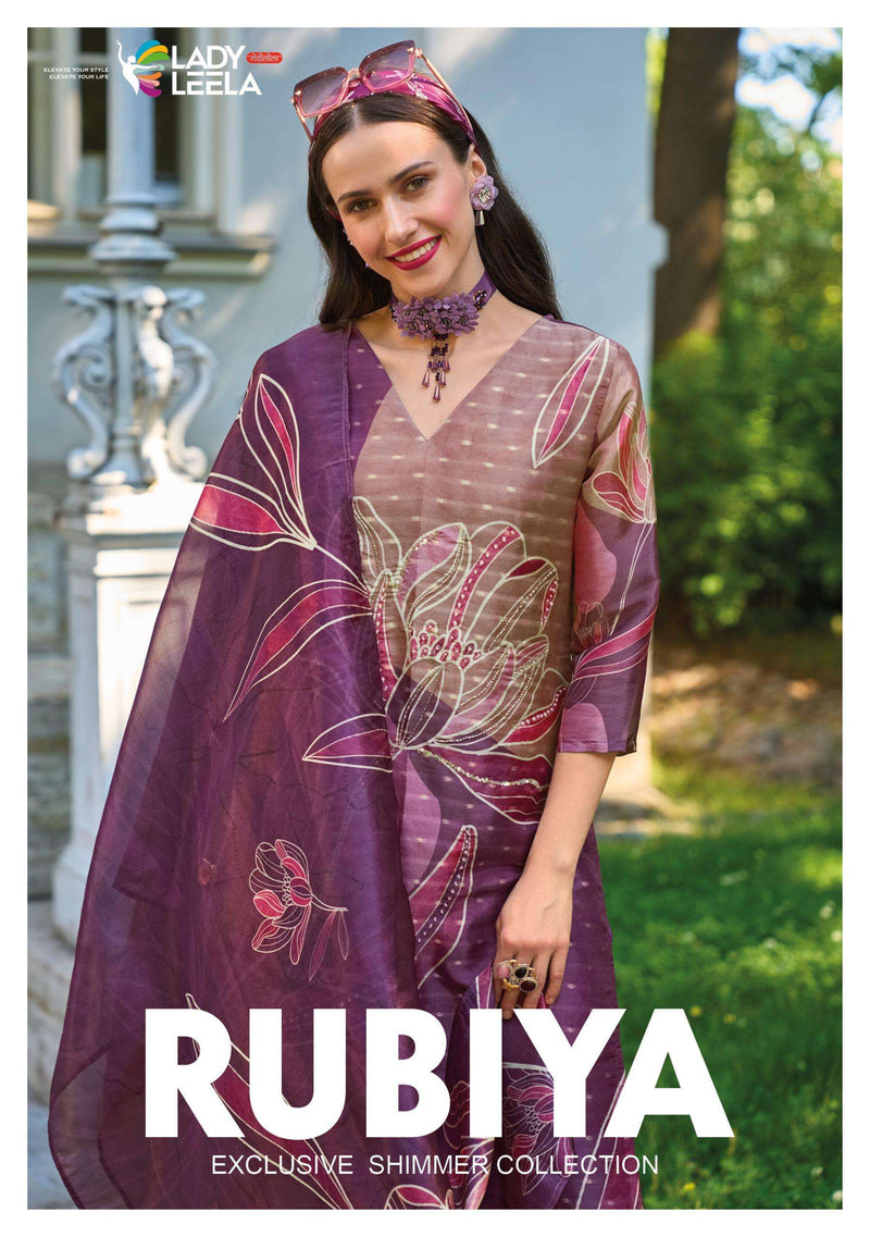 Lady Leela Rubiya Jacquard Digital Print Kurti Pant Dupatta Set