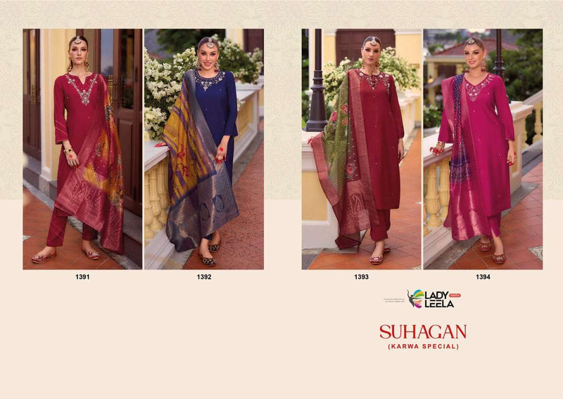 Lady Leela Suhagan Viscose Festiv Wear Kurti Pant Dupatta Set