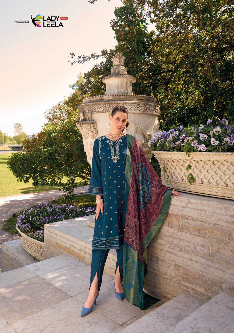 Lady Leela Tulips Vol 2  Viscose Silk Fabric Casual Wear Kurti With Pant Organza Dupatta Set