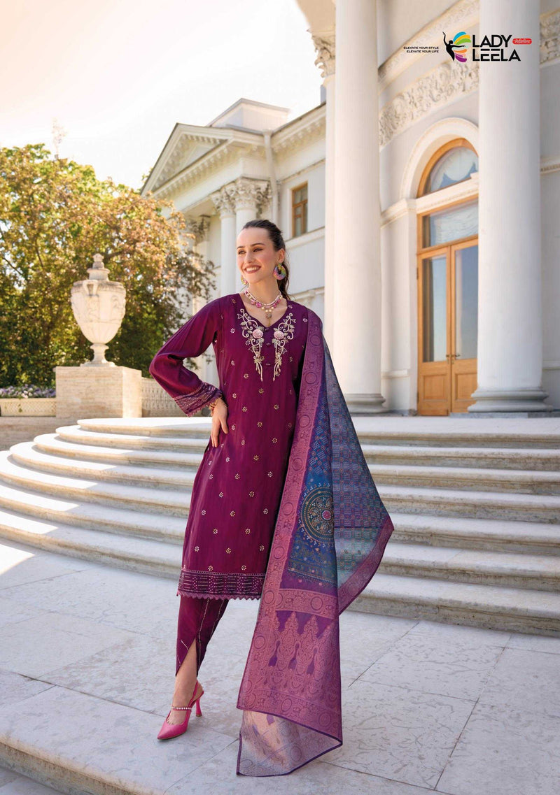 Lady Leela Tulips Vol 2  Viscose Silk Fabric Casual Wear Kurti With Pant Organza Dupatta Set