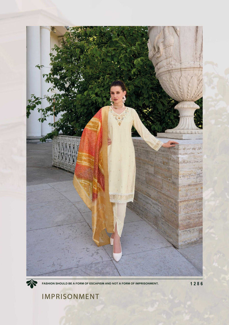 Lady Leela Tulips Vol 2  Viscose Silk Fabric Casual Wear Kurti With Pant Organza Dupatta Set
