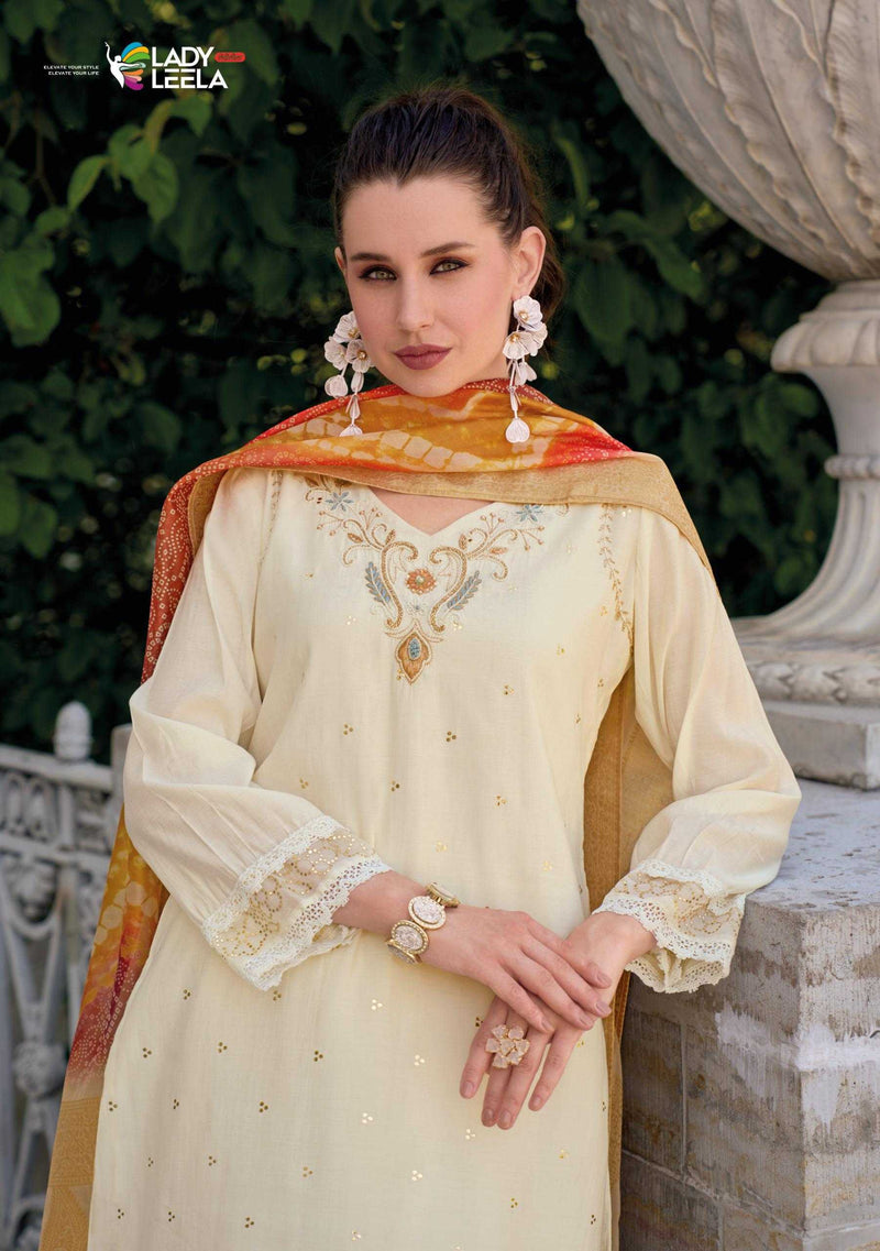 Lady Leela Tulips Vol 2  Viscose Silk Fabric Casual Wear Kurti With Pant Organza Dupatta Set