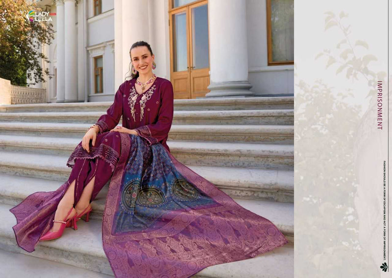 Lady Leela Tulips Vol 2  Viscose Silk Fabric Casual Wear Kurti With Pant Organza Dupatta Set