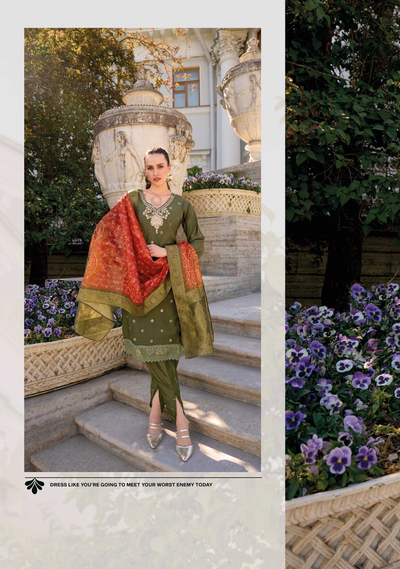 Lady Leela Tulips Vol 2  Viscose Silk Fabric Casual Wear Kurti With Pant Organza Dupatta Set