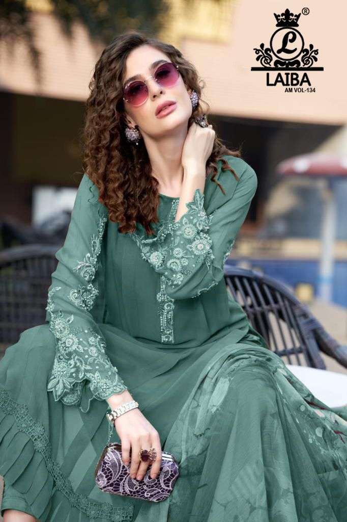 Laiba Am Vol 134 Fancy Amazing Work Pakistani Kurti With Pant And Dupatta