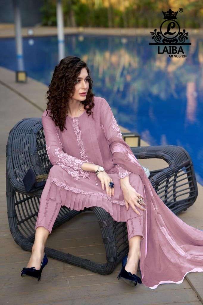 Laiba Am Vol 134 Fancy Amazing Work Pakistani Kurti With Pant And Dupatta