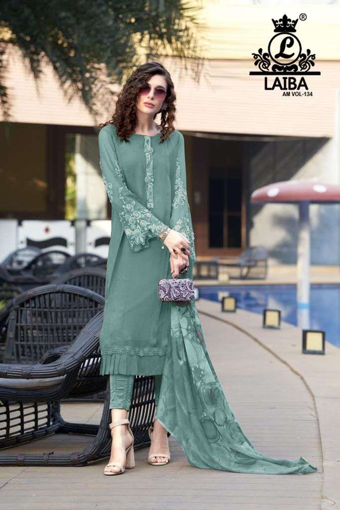 Laiba Am Vol 134 Fancy Amazing Work Pakistani Kurti With Pant And Dupatta
