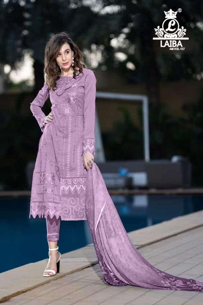 Laiba Designer Am Vol 137 Georgette Embroidery Pakistani Salwar Suit Collection