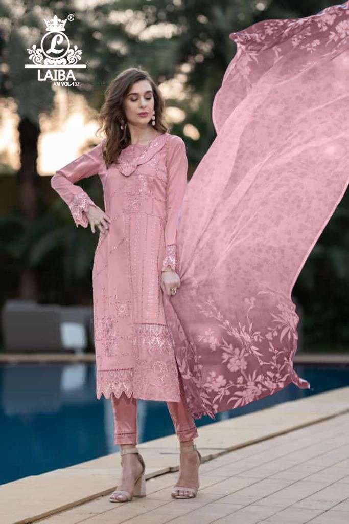Laiba Designer Am Vol 137 Georgette Embroidery Pakistani Salwar Suit Collection