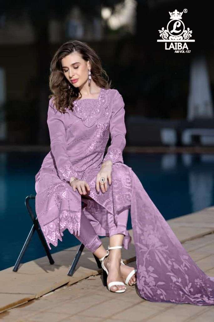 Laiba Designer Am Vol 137 Georgette Embroidery Pakistani Salwar Suit Collection