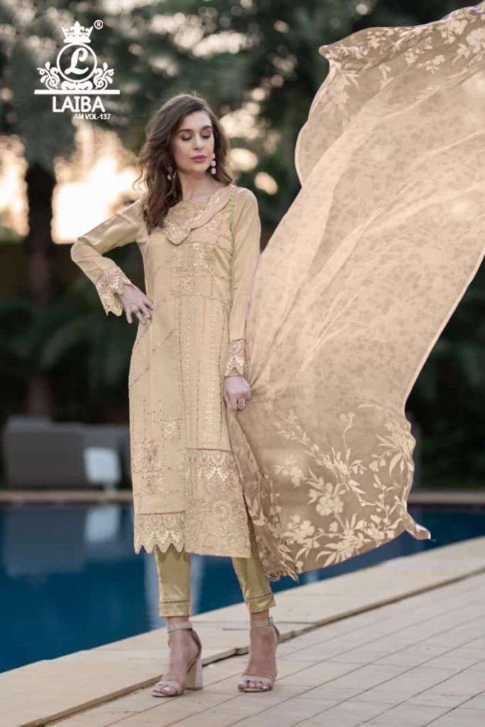 Laiba Designer Am Vol 137 Georgette Embroidery Pakistani Salwar Suit Collection